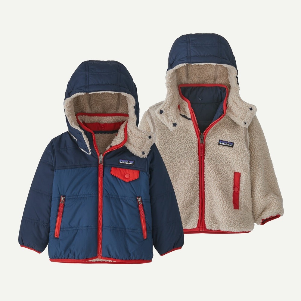 Patagonia Reversible Tribbles Hoody Kids 2T Stone Blue Fleece Jacket Outdoor